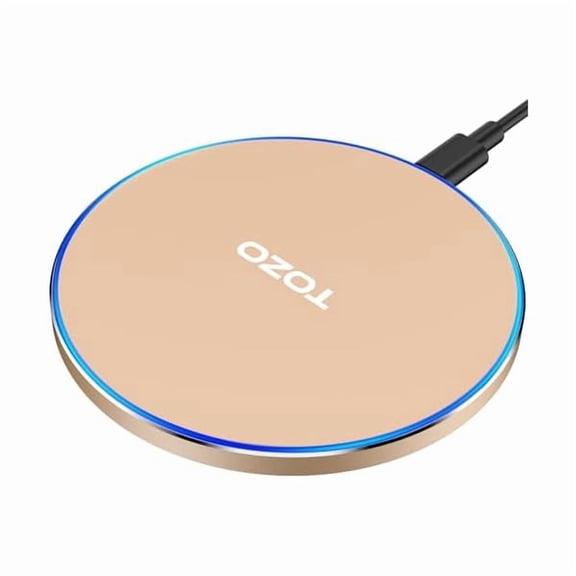 2025 Upgraded Wireless Charger 15W Max Fast Wireless Charging Pad Compatible with iPhone 16/16 Plus/16 Pro Max /15/14/13/SE/12 Series, Samsung Galaxy S24/S23/S22 Series (No AC Adapter), Champagne