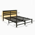 thumbnail image 4 of Tcbosik Queen Size Bed Frame with Wooden Headboard, Metal Platform Bed with Charging Station & LED Lights, Noise-Free, No Box Spring Needed, Black, 4 of 9