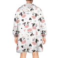 thumbnail image 2 of Wearable Oversized Blanket,White Cow Geometric Pattern Wearable Blanket Hoodie for Adults,Cozy Hooded Blankets with Super Pockets,Super Warm Fuzzy Pullover for Women & Men, 2 of 6
