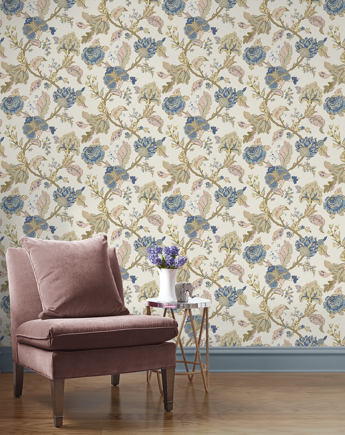 Seabrook Designs  Lana Jacobean Prepasted Wallpaper 20.5 in W x 33 ft. L - Parchment