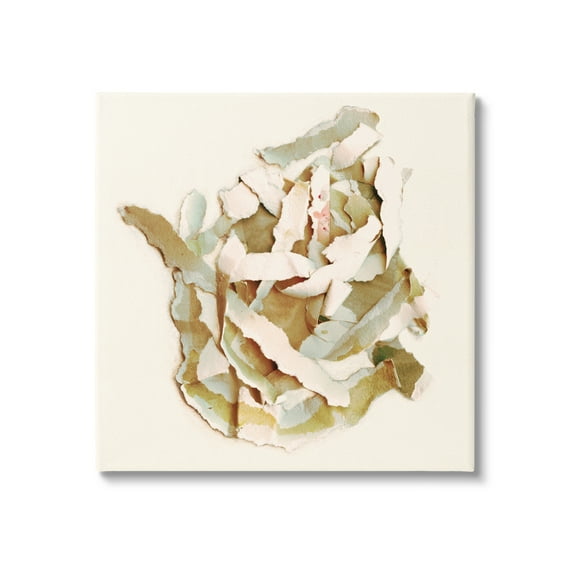Stupell Industries Rose Plant Sliced Paper Pattern Neutral Abstract Collage,36 x 36, Design by Kamdon Kreations