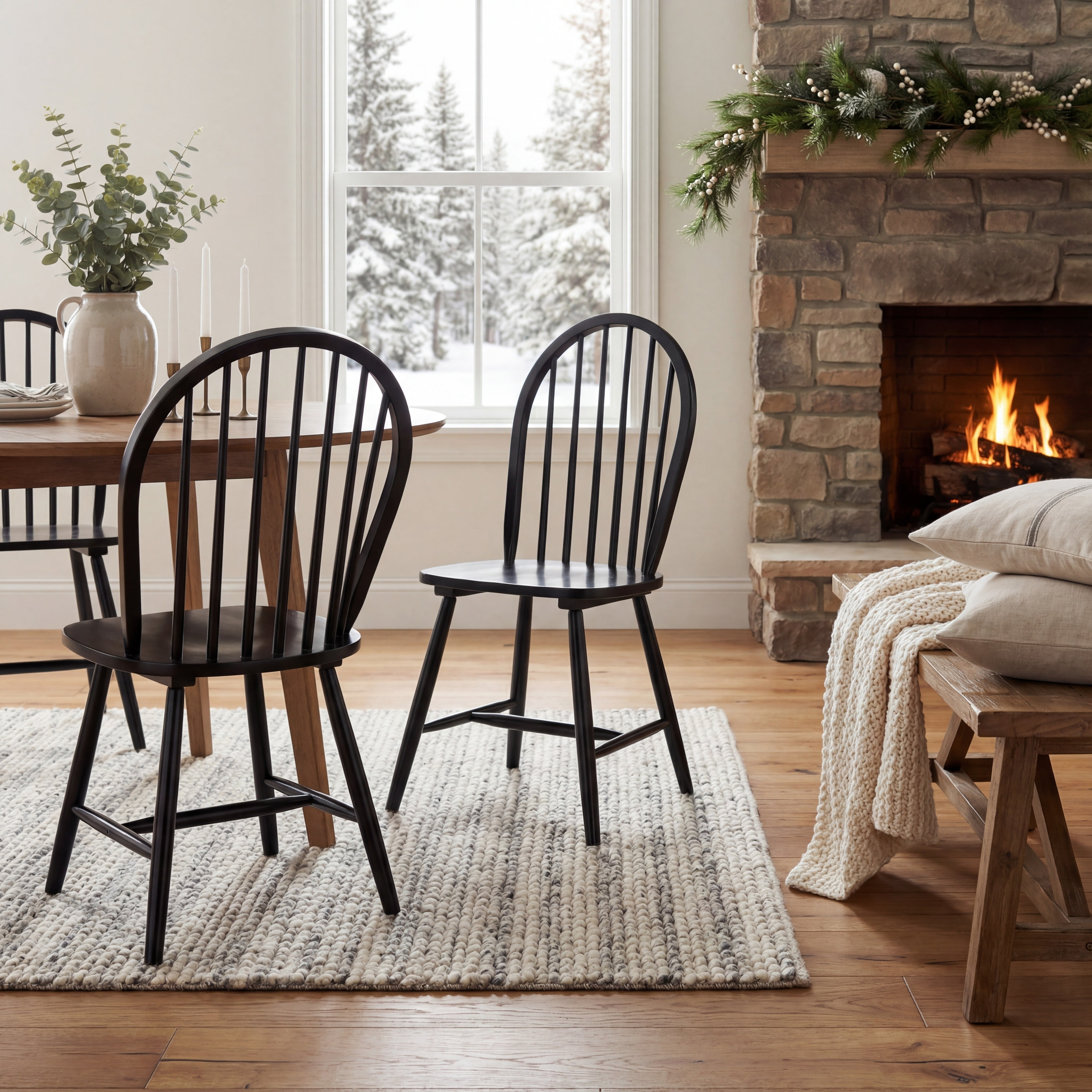 SAFAVIEH Camden Spindle Back Dining Chair, Black, Set of 2