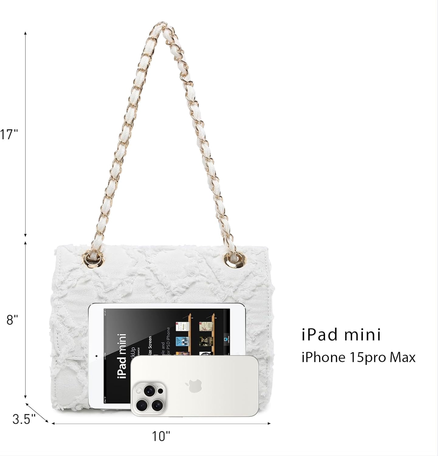 Kwuty Kwuty Women Small Shoulder Bags Quilted Crossbody Distressed Jean Denim Purse Evening Bag Clutch Handbag with Chain Strap