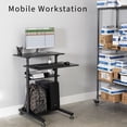 thumbnail image 6 of VIVO Black Mobile Height Adjustable Stand Up Desk Workstation Presentation Cart, 6 of 6