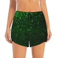 thumbnail image 2 of Salouo Green Sparkling Print Women's 2 in 1 Running Shorts Double-Layer Shorts Athletic Workout Gym Yoga Shorts Running Shorts for Women-Large, 2 of 7