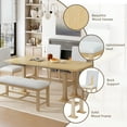 thumbnail image 4 of MODERNLUXE Farmhouse 76inch 6-Piece Extendable Dining Table Set,Kitchen Table Set with 18inch Removable Leaf and Upholstered Dining Chair and Bench for Dining Room,Natural, 4 of 8