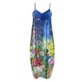 thumbnail image 4 of Robe Bohème pour Femmes Sans Manches Grande Taille Longue Maxi avec Poches Été Décontractée Robe de Plage Imprimé Floral, 4 of 4