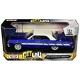 thumbnail image 3 of 1964 Chevrolet Impala Lowrider Hard Top Candy Blue Metallic with Cream Top "Get Low" Series 1/24 Diecast Model Car by Motormax, 3 of 3