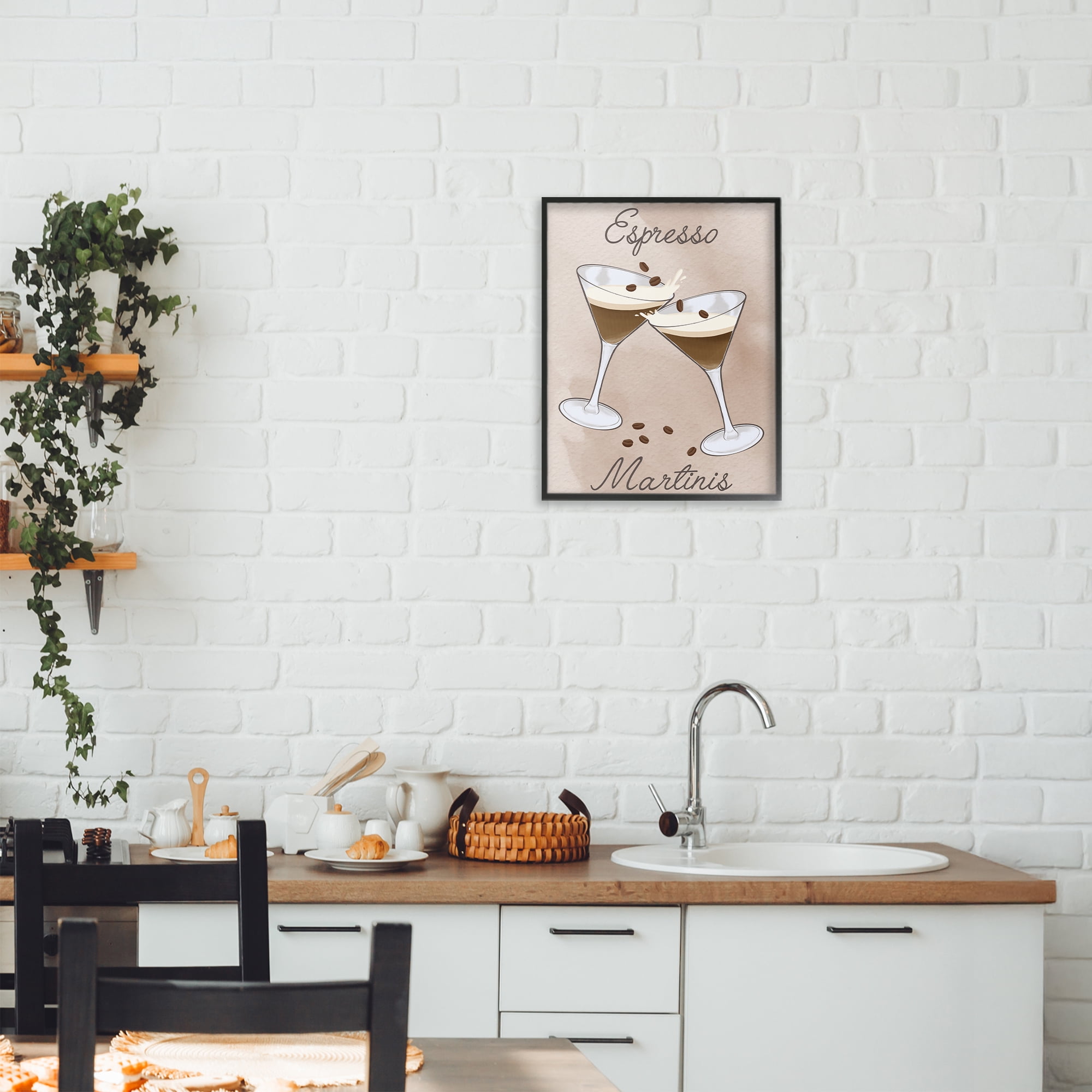Stupell Industries Cheers Espresso Martinis Black Framed Giclee Art, design by Marcus Prime