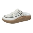 thumbnail image 2 of Women Sandals Strappy Sandal Summer Shoes Flatform Shoes Fashion Soft Flat Shoes Beige 36, 2 of 8