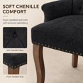 thumbnail image 6 of Upholstered Chenille Fabric Dining Chairs with Arms Set of 8, Tufted High Back Dining Room Chairs with Curved Rubberwood Legs, Kitchen Chairs, Black, 6 of 8