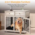 thumbnail image 3 of GymChoice Dog Crate Furniture with 2 Drawer,39.4"Large Wooden Dog Kennel Crate End Table with 360°Rotatable Wheels,Dog Crate End Table with Tray,Anti-Chew Double Dog Cage Dog House, 3 of 9