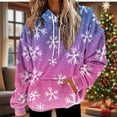 thumbnail image 4 of Lorytime Cute Hoodies for Women Christmas Snowflakes Fleece Sweatshirt Long Sleeve Pullover with Pocket Loose Tops, 4 of 6