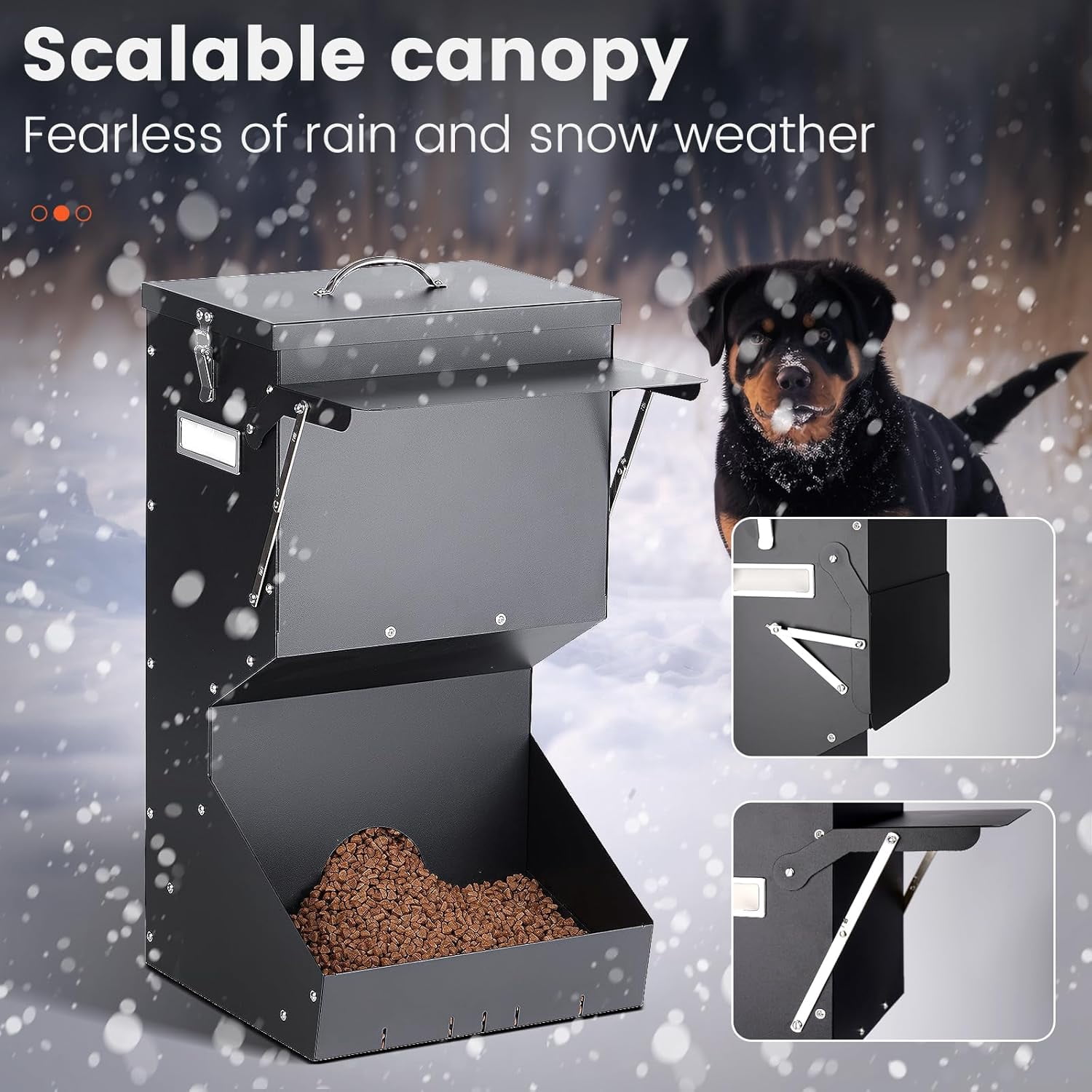 Outdoor Dog Feeder for Large Dogs, Automatic Dog Feeder Large Breed and Gravity Dog Food Dispenser for Dogs, Cats, Deer, Chicken, Ducks, Geese