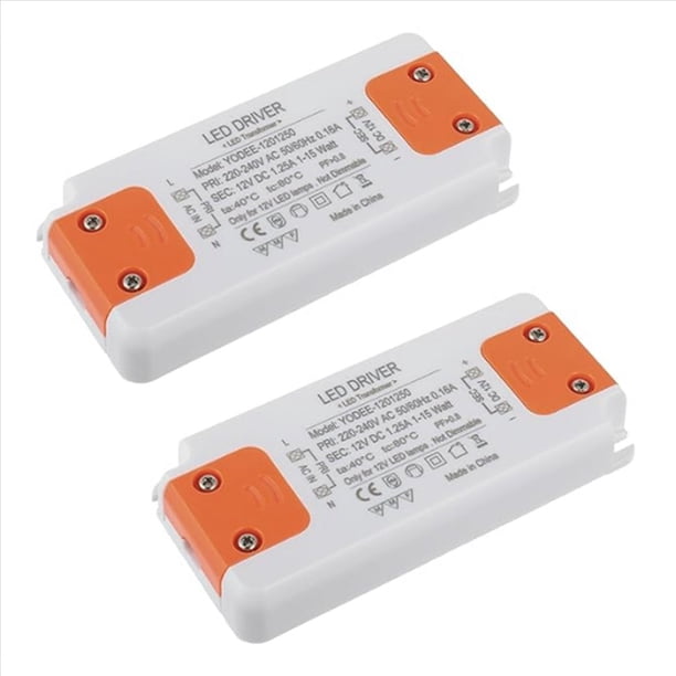 2X Transformador LED de 12V 15W Transformador LED de Bajo Voltaje Fuente de Alimentación del Controlador LED Sin Ruido para Lámpara LED G4 MR16 MR11 GU4 GU5.3