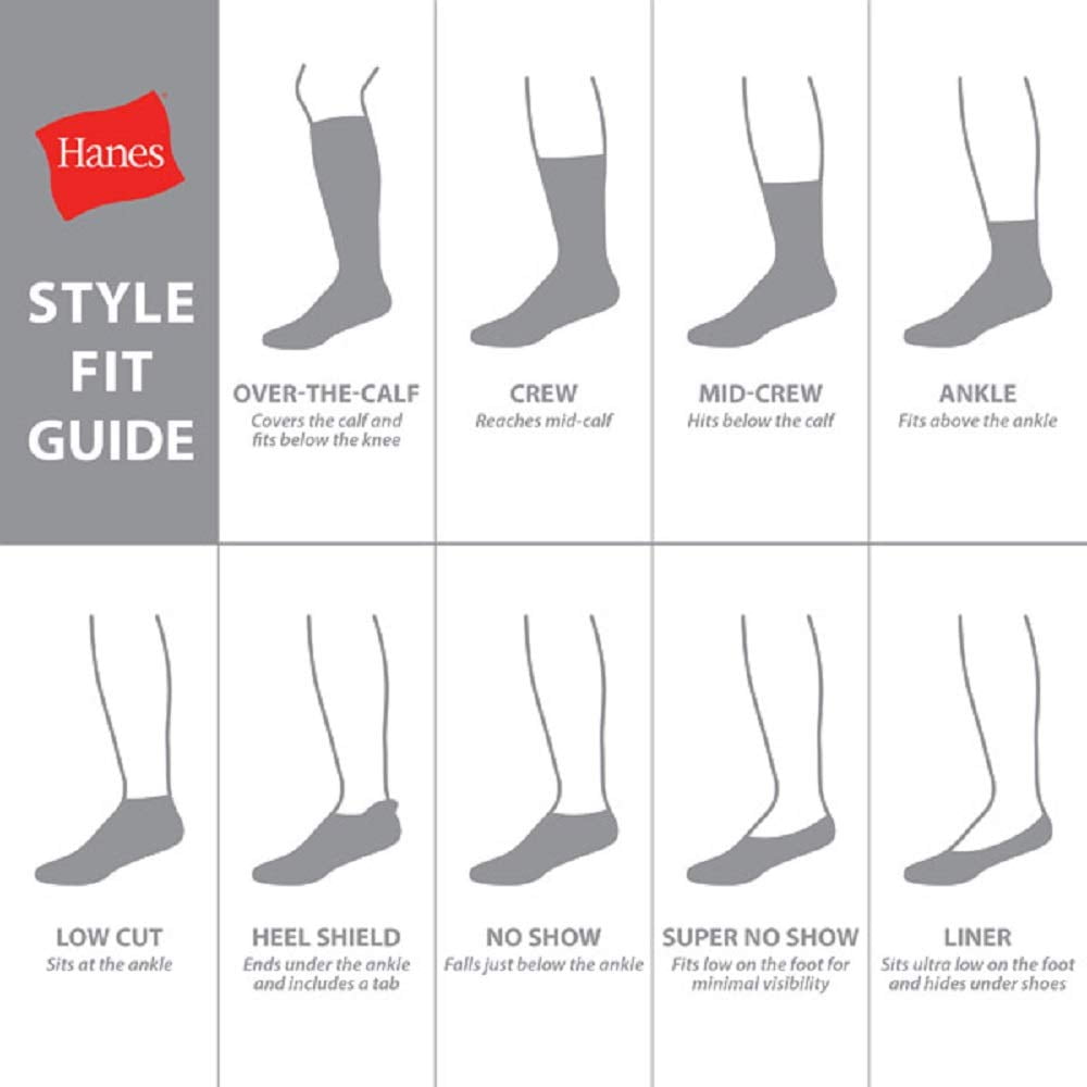 Hanes Men's Extra Comfortable Durable Heel and Toe Ankle Socks, 6-12, 7 Pack, White