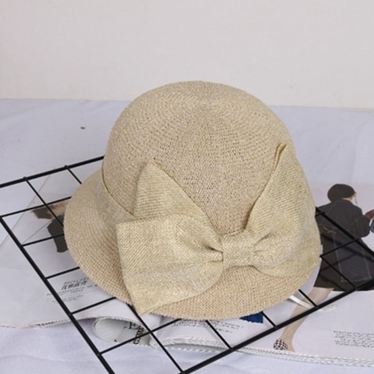 Linen Cloche Hat with Lace Band and Flower - Gatsby Style Summer Sun Hat EPOCH Women main image 4