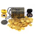 thumbnail image 2 of Monedas de tesoro de oro de plástico para niños, accesorios de monedas de oro pirata, juguetes de decoración de Halloween, accesorios de fiesta de cumpleaños, 100 uds., 2 of 4