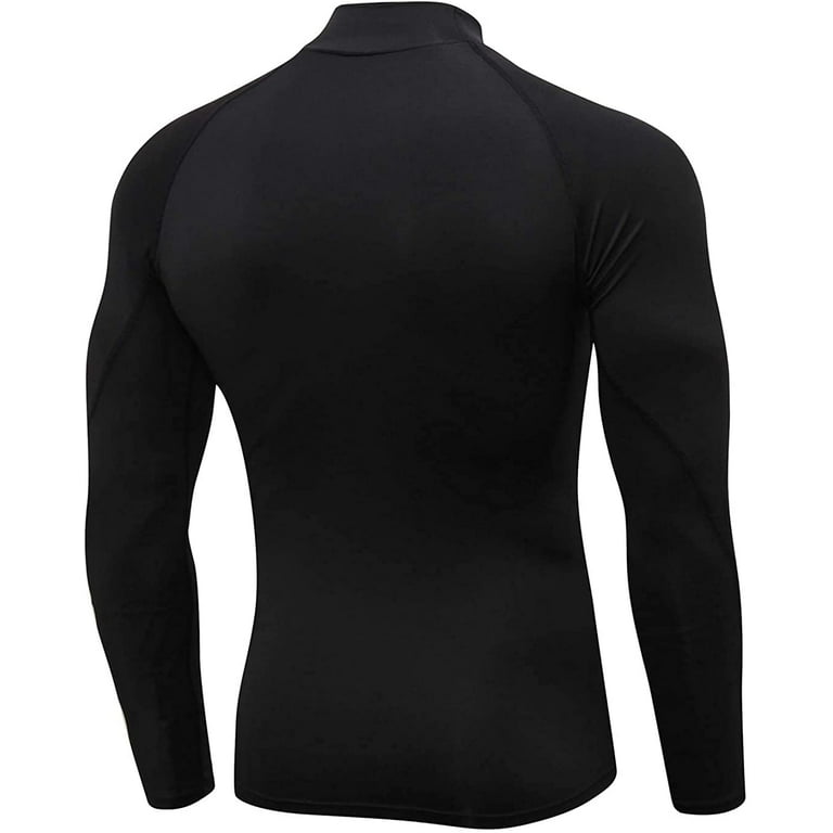Men Mock Turtleneck Compression Shirt Long Sleeve Football Undershirt Male  Sports Running Base Layer Workout Tops Size Medium 