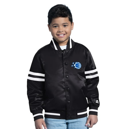 Youth Starter Black Orlando Magic Satin Full-Snap Varsity Jacket