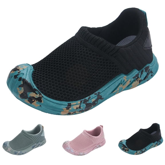 Luxalzxs Kids Boys Girls Athletic Shoes Breathable Mesh Lightweight Running Sneakers Toddlers Slip-On Barefoot Water Shoe Walking Sport Shoes Outdoor Hiking Shoes Beach Aqua Shoes