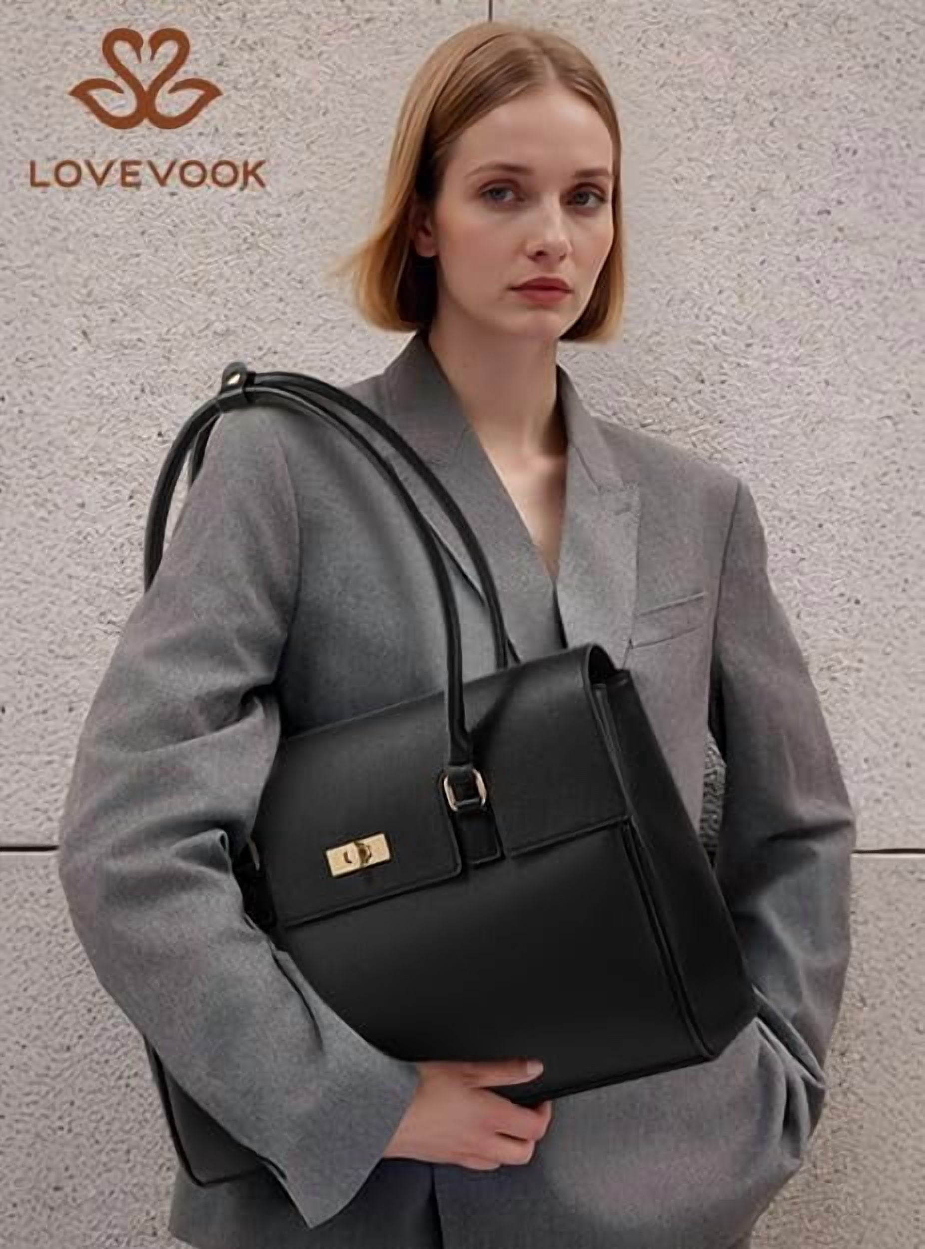 LOVEVOOK Laptop Bag for Women Work Tote 15.6 Inch Briefcase Messenger Bag Waterproof for Business Office Dating