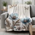 thumbnail image 2 of Teal Tulip Throw Blanket for Couch,Soft Lightweight Flannel Fleece Blanket,Vintage Spring Floral Summer Botanical Brown Microfiber Plush All Season Decorative Blankets for Sofa Bed Office 40"x60", 2 of 9