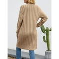 thumbnail image 3 of Ecetana Womens Long Sleeve Cable Knit Long Cardigan Open Front Button Sweater Outerwear with Pockets, 3 of 5