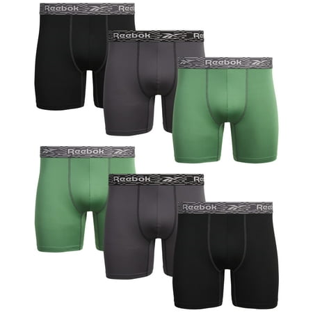Reebok Men's Underwear â€“ Active Performance Boxer Briefs (6 Pack ...