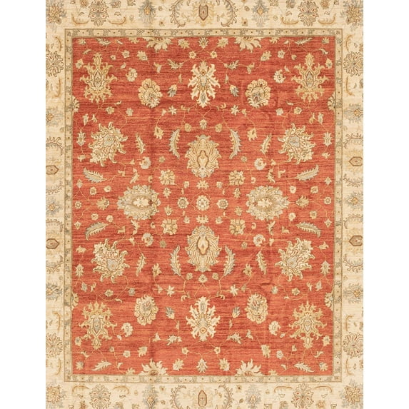 Ahgly Company Machine Washable Indoor Rectangle Abstract Orange Red Area Rugs, 8' x 12'