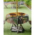 thumbnail image 4 of Fsddascl Sunflower Wooden Outdoor Tablecloth - 60 Inch Round Dining Table Cover, Summer Retro Botanical Floral Waterproof Outdoor Table Cloth with Umbrella Hole & Zipper for Picnic/Patio/Party, 4 of 7