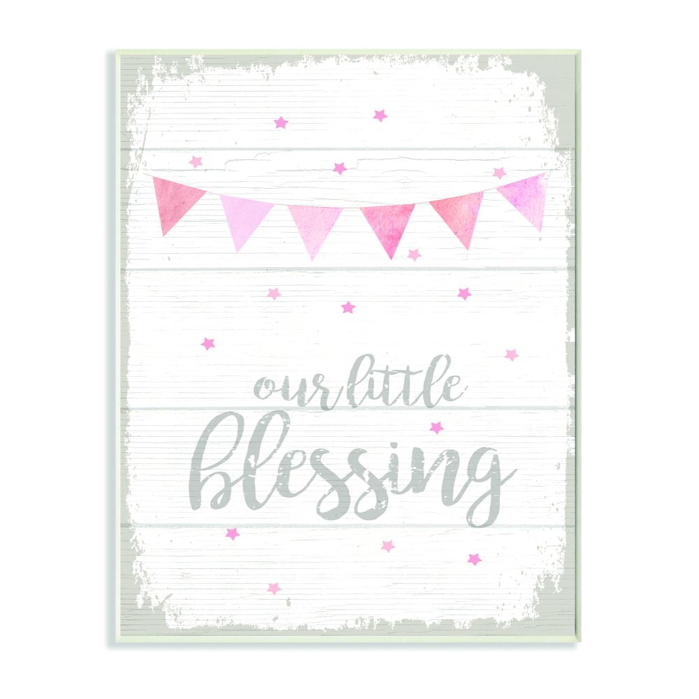 The Kids Room by Stupell Our Little Blessing Pink Kids Word Design Wall Plaque by Daphne Polselli