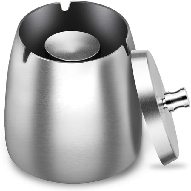 Outdoor Ashtray with Lid Flip Top Stainless Steel Ash Tray Sets