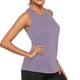 thumbnail image 3 of Prolriy - Camiseta deportiva para gimnasio, para mujer, con espalda cruzada, plisada, para yoga, color morado, talla S, 3 of 4