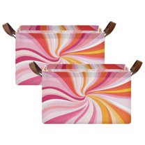 Yayeee Foldable Storage Basket for Shelves with Handles Set of 2 Waterproof Cloth Bins, Swirling Lines