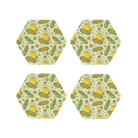 

Tideii Corn And Corn Oil for Leather Coasters 4 Pieces Anti-fouling and Anti-scalding Decorative Coasters Suitable for Restaurants Kitchens Coffee Shops-Hexagon