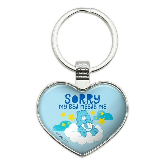 Care Bears Bedtime Bear My Bed Needs Me Keychain Heart Love Metal Key Chain Ring