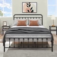 thumbnail image 6 of Black Iron Platform Bed Frame Queen Size with Vintage Headboard and Footboard, Metal Queen Bed Frame Mattress Foundation with 600LBS Load Capacity, No Box Spring Required, Space Saving Design, 6 of 11