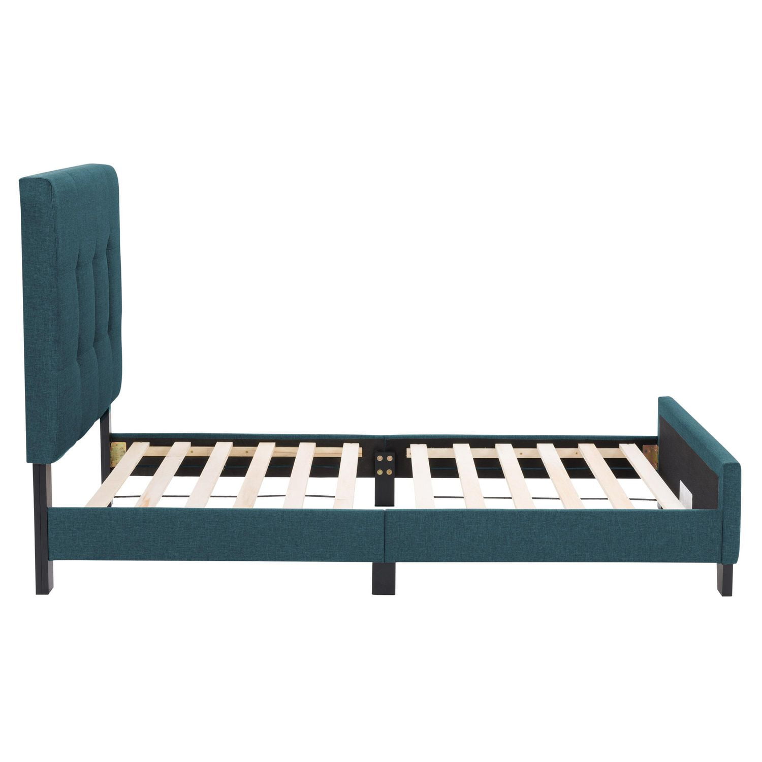 CorLiving Ellery Fabric Upholstered Adult Twin Bed Frame with Slats and Tufted Headboard - No Box Spring Required
