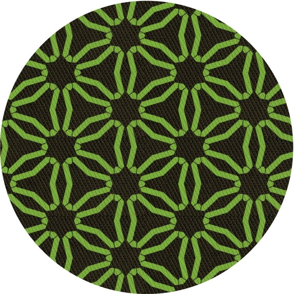 Ahgly Company Machine Washable Indoor Round Transitional Green Onion Green Area Rugs, 4' Round