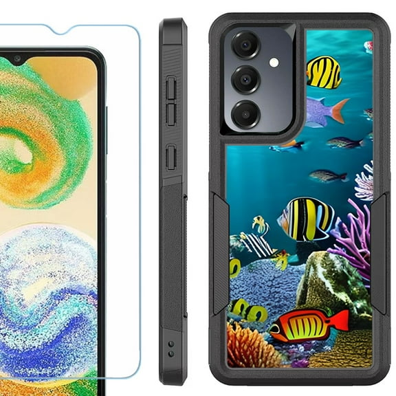 Heavy Duty Dual Layer Hybrid Phone Case for Samsung Galaxy S24 FE 5G with Tempered Glass Screen Protector, by OneToughShield - Underwater