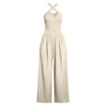 thumbnail image 5 of Women's Dressy Crossover Halter Jumpsuit - Sleeveless Loose One Piece Wide Leg Pants Romper with Pockets, 5 of 5
