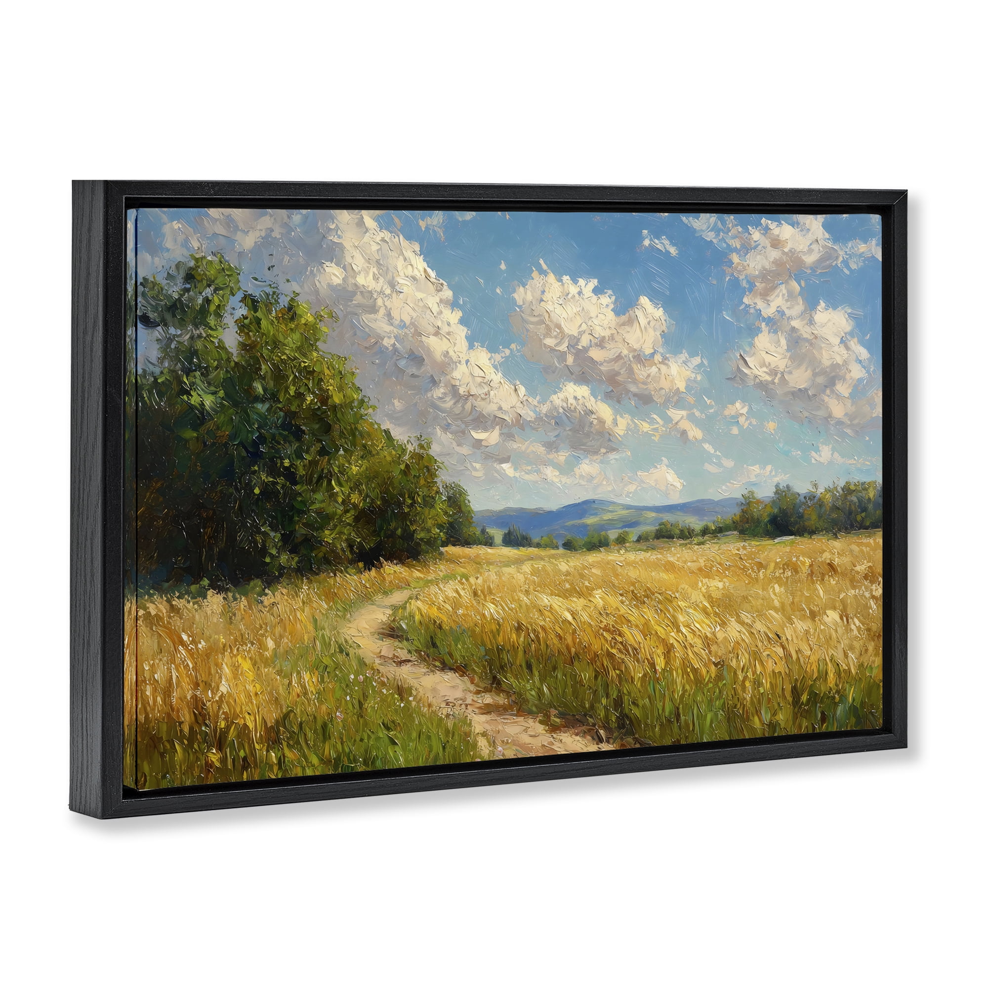 Stupell Industries Winding Path Through Wheat Field Black Framed Floater Canvas Wall Art, design by Creative Studio
