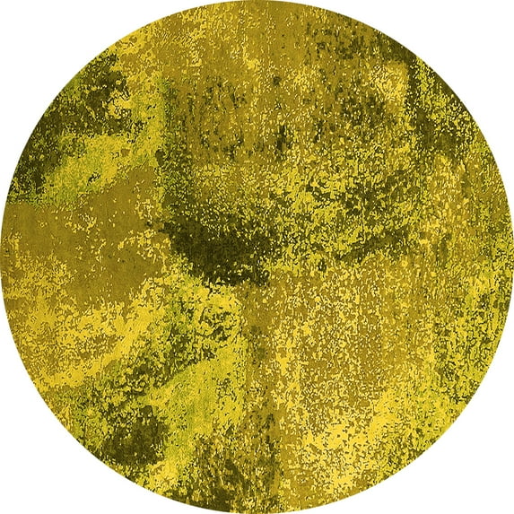 Ahgly Company Indoor Round Oriental Yellow Industrial Area Rugs, 4' Round
