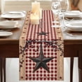 thumbnail image 3 of Table Runners 90 Inches Long Dress Scarves, Texas Star Farmhouse Farmhouse Coffee/Dining/Kitchen Table Runner for Living Room, Rustic Red Plaid Berry Wooden 13x90 Inch, 3 of 9