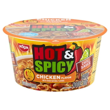 Nissin  Noodles Hot & Spicy Chicken Flavor Ramen Noodle Soup, 3.32 Oz