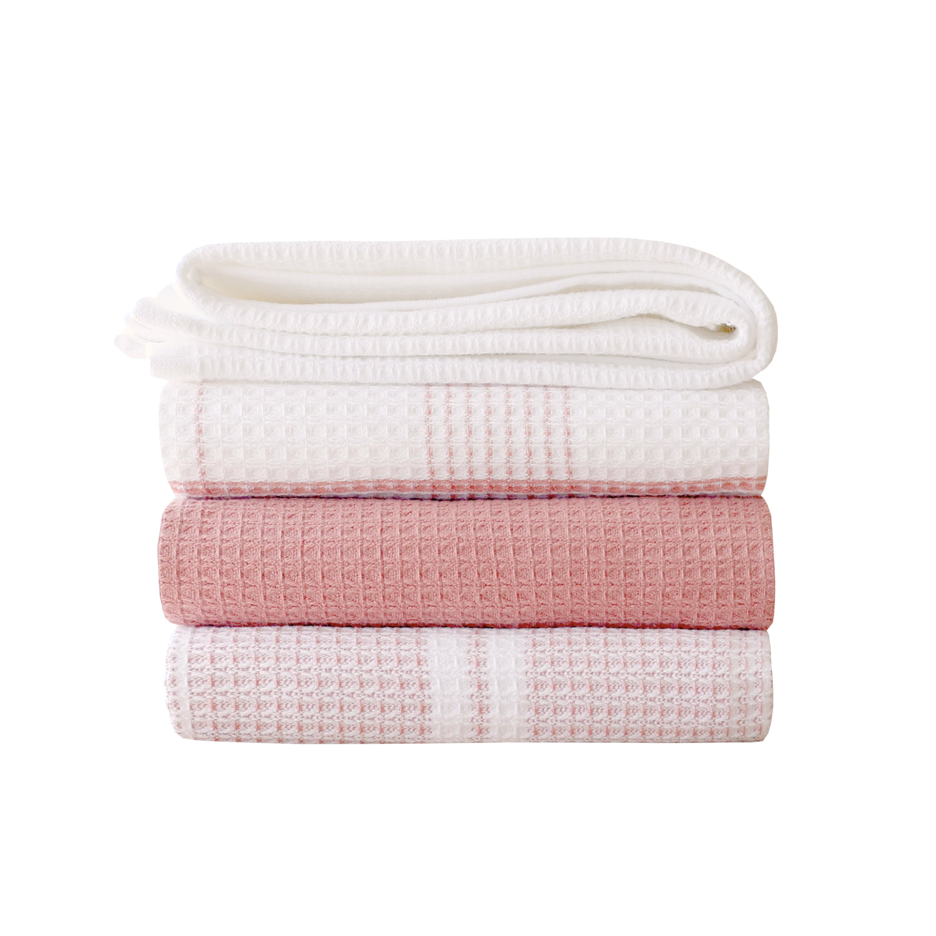 Better Homes & Gardens 4 Piece Waffle Kitchen Towel, Old Rose