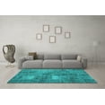 thumbnail image 3 of Ahgly Company Machine Washable Indoor Square Patchwork Turquoise Blue Transitional Area Rugs, 8' Square, 3 of 4