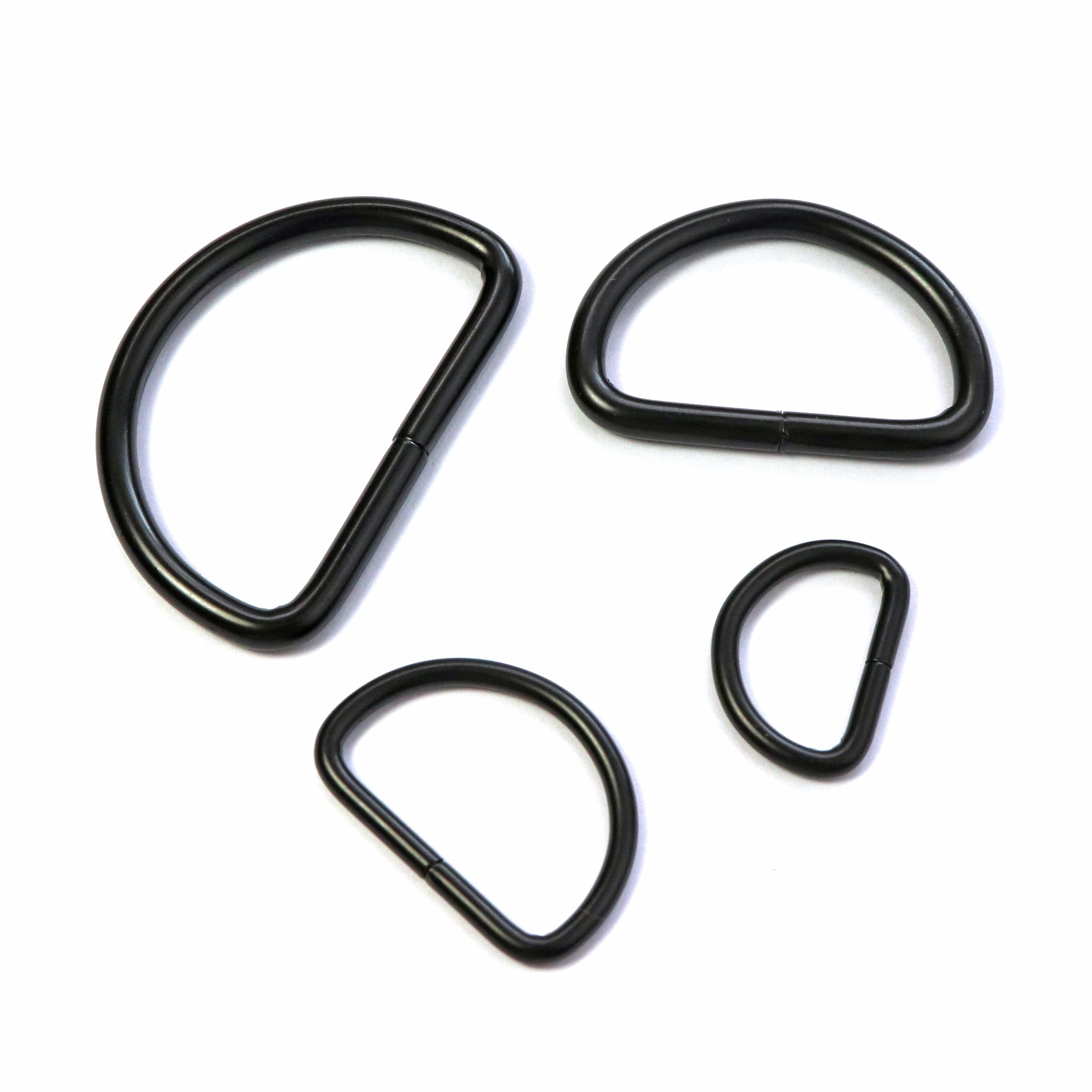 Metal D Ring Non Welded D-Rings Electroplated Black 1.25 Inch (100 Pack) 
