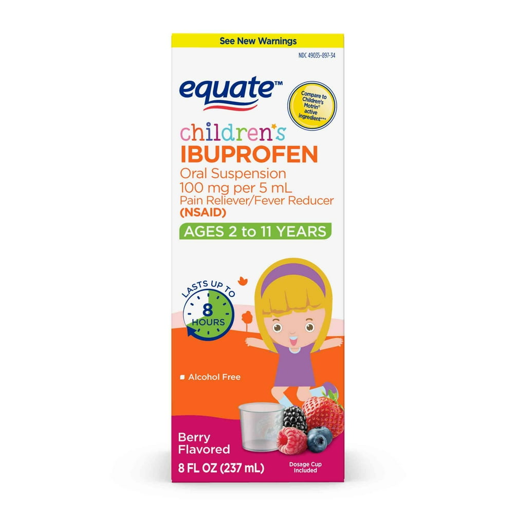 Equate Children's Ibuprofen Oral Suspension, 100 mg per 5 mL, Berry, 8 fl. Oz.